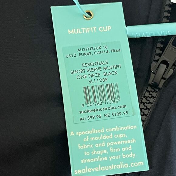 SEA LEVEL AUSTRALIA NWT Essentials Short Sleeve One Piece in Black Size US 12 - Picture 13 of 15